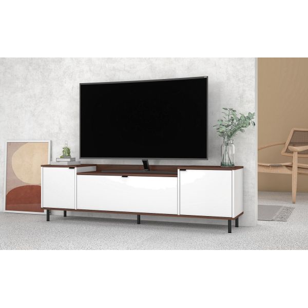 Mosholu 66.93 TV Stand in White and Nut Brown