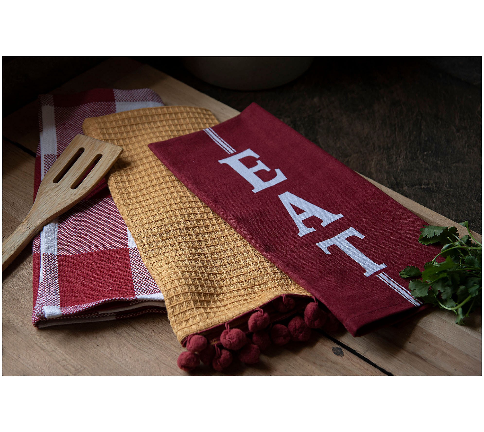 Foreside Home and Garden Set of 3 EAT Tea Towels