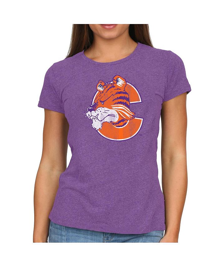 Women's Heather Purple Clemson Tigers Tri-Blend Crew Neck T-shirt