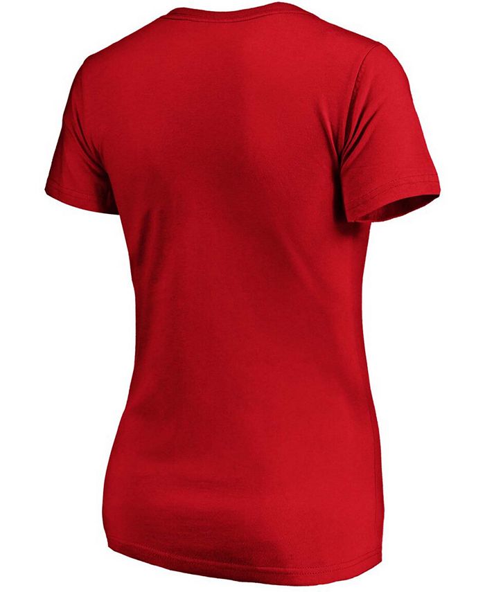 Plus Size Red Washington Nationals Core Official Logo V-Neck T-shirt