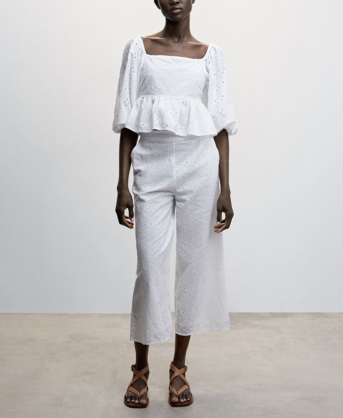 Women's Embroidered Cotton Pants
