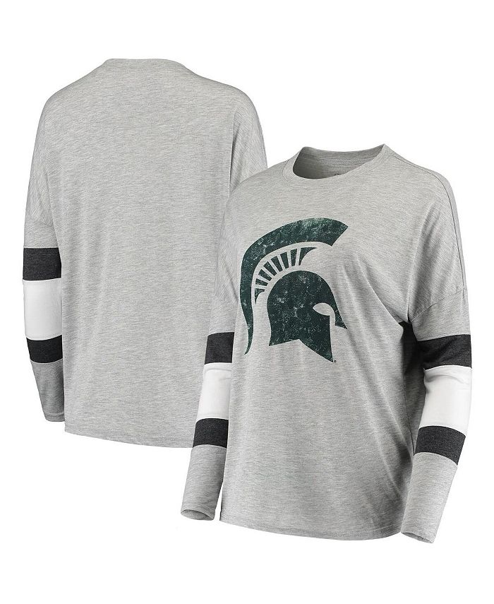 Women's Heathered Gray Michigan State Spartans Swell Stripe Long Sleeve T-shirt
