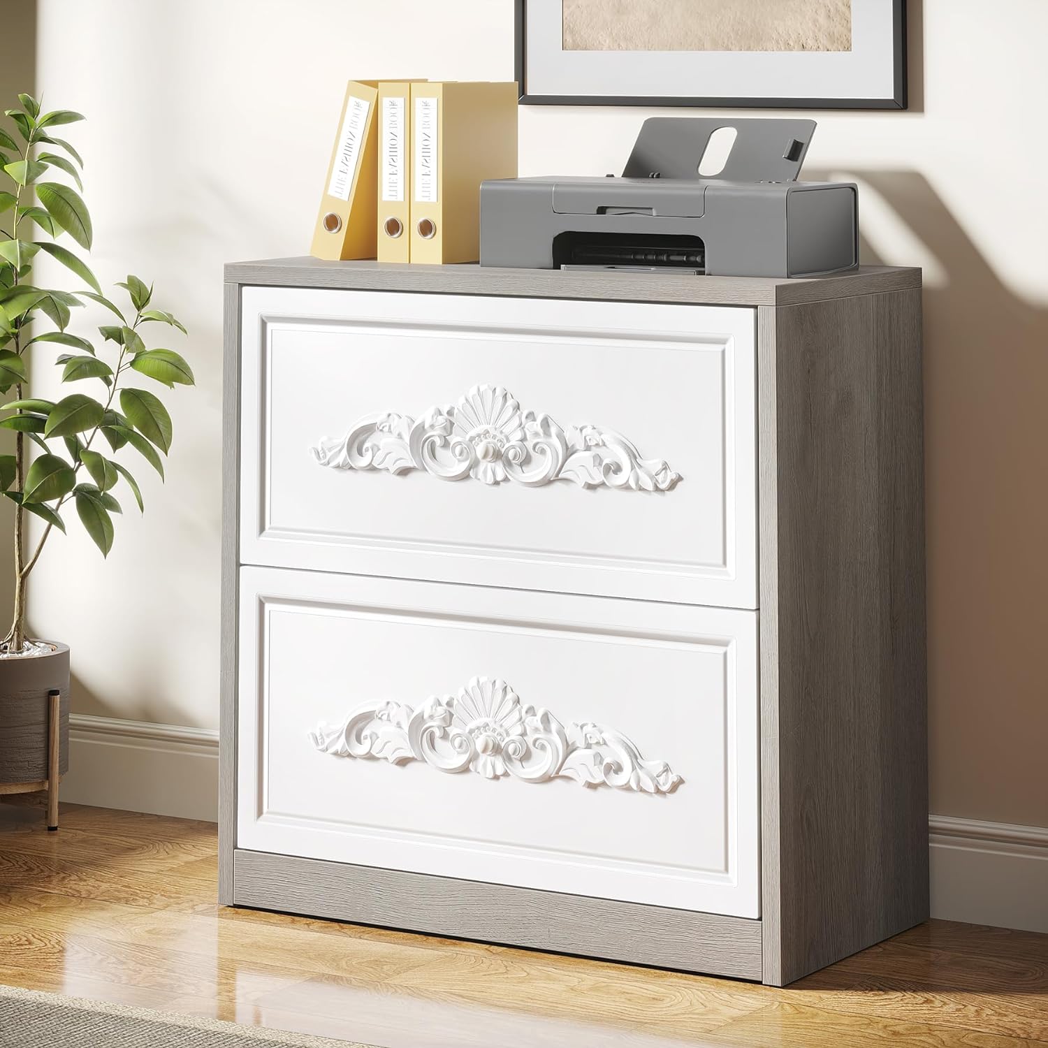 Wood File Cabinet Storage Cabinet with 2-Drawer for A4/Letter/Legal Size