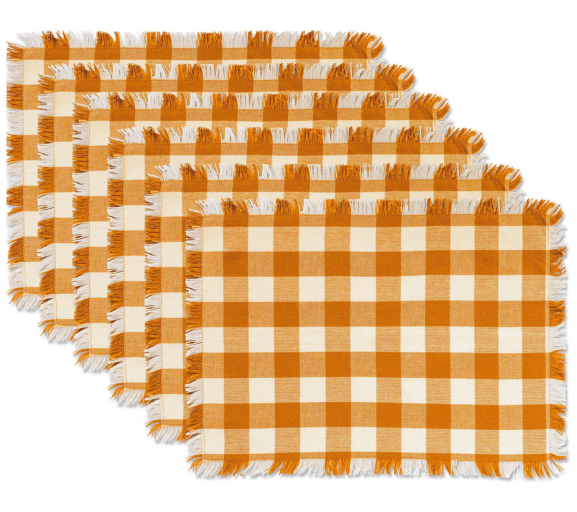 Design Imports Heavyweight Check Fringed Placemat Set of 6