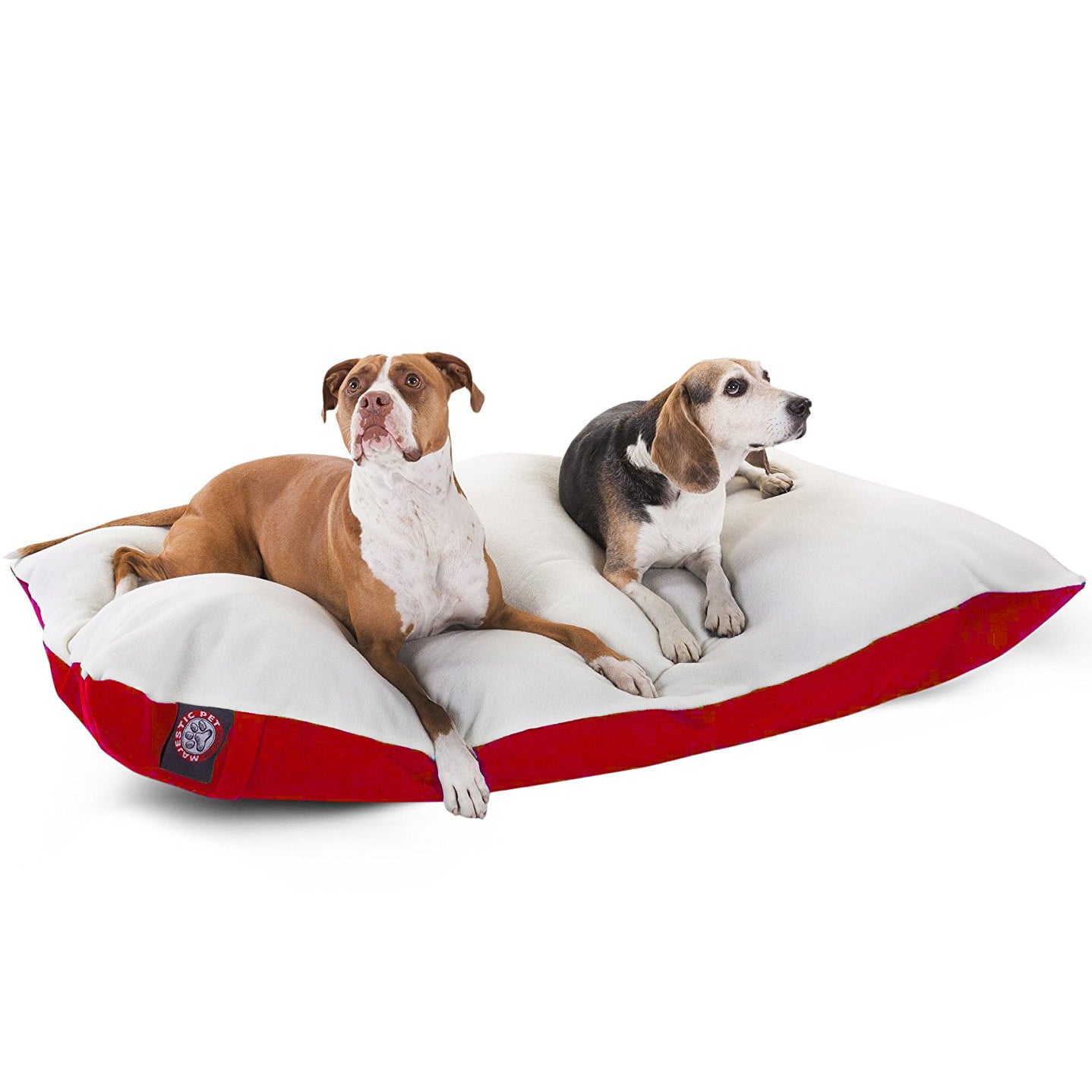 Majestic Pet | Poly/Cotton Rectangular Pillow Pet Bed For Dogs， Removable Cover， Red， Large