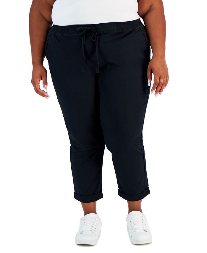 Plus Size Pull-On Cuffed Twill Ankle Pants， Created for Macy's