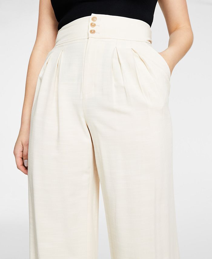 Petite High-Rise Pleated Wide-Leg Pants， Created for Macy's