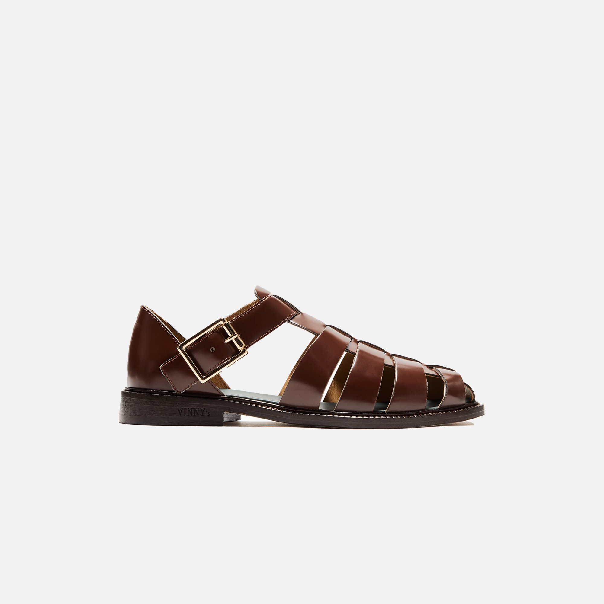 VINNY's Fisherman Sandal - Brown Polido Leather