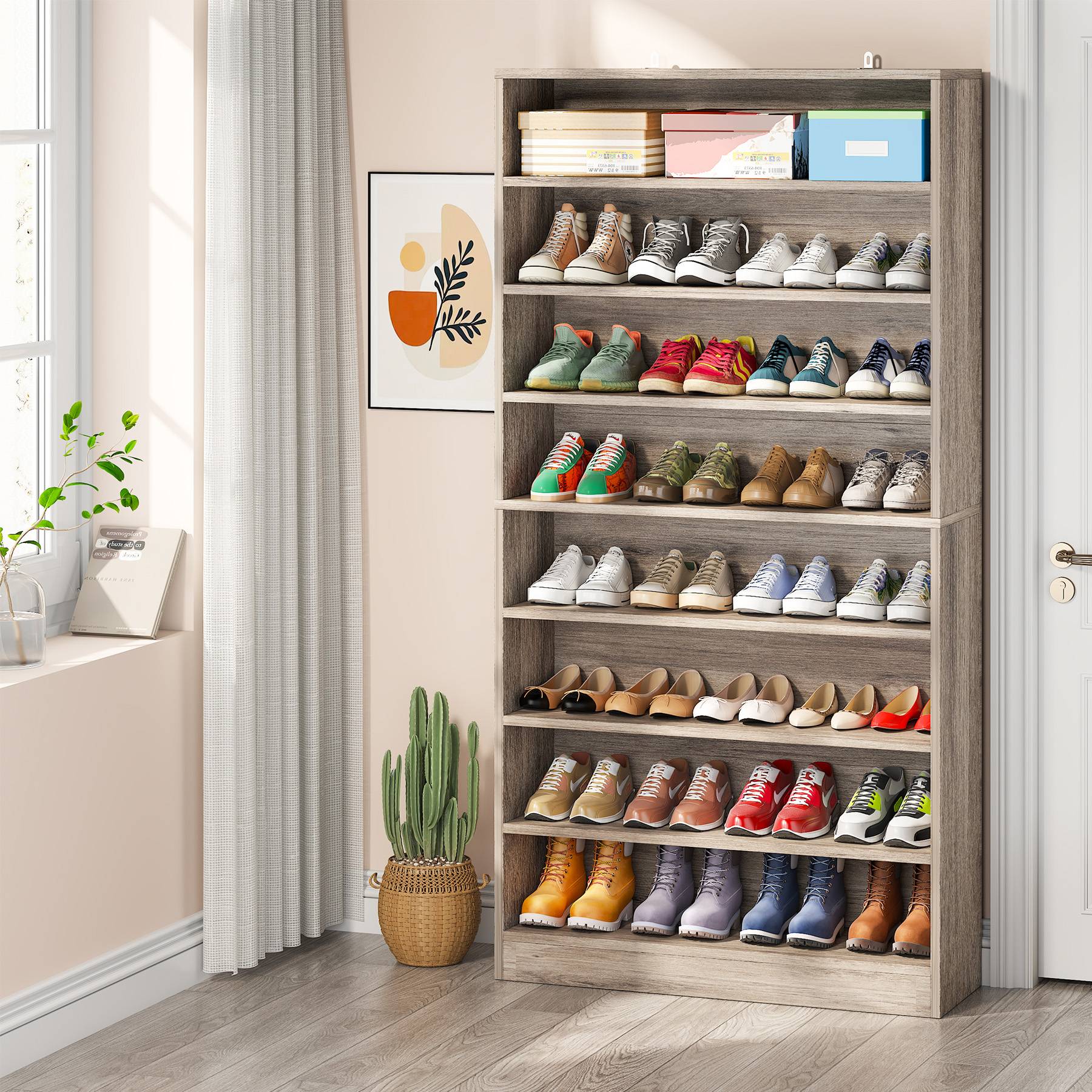 Freestanding Shoe Cabinet, 9-Tier 40-45 Pairs Shoe Storage Rack