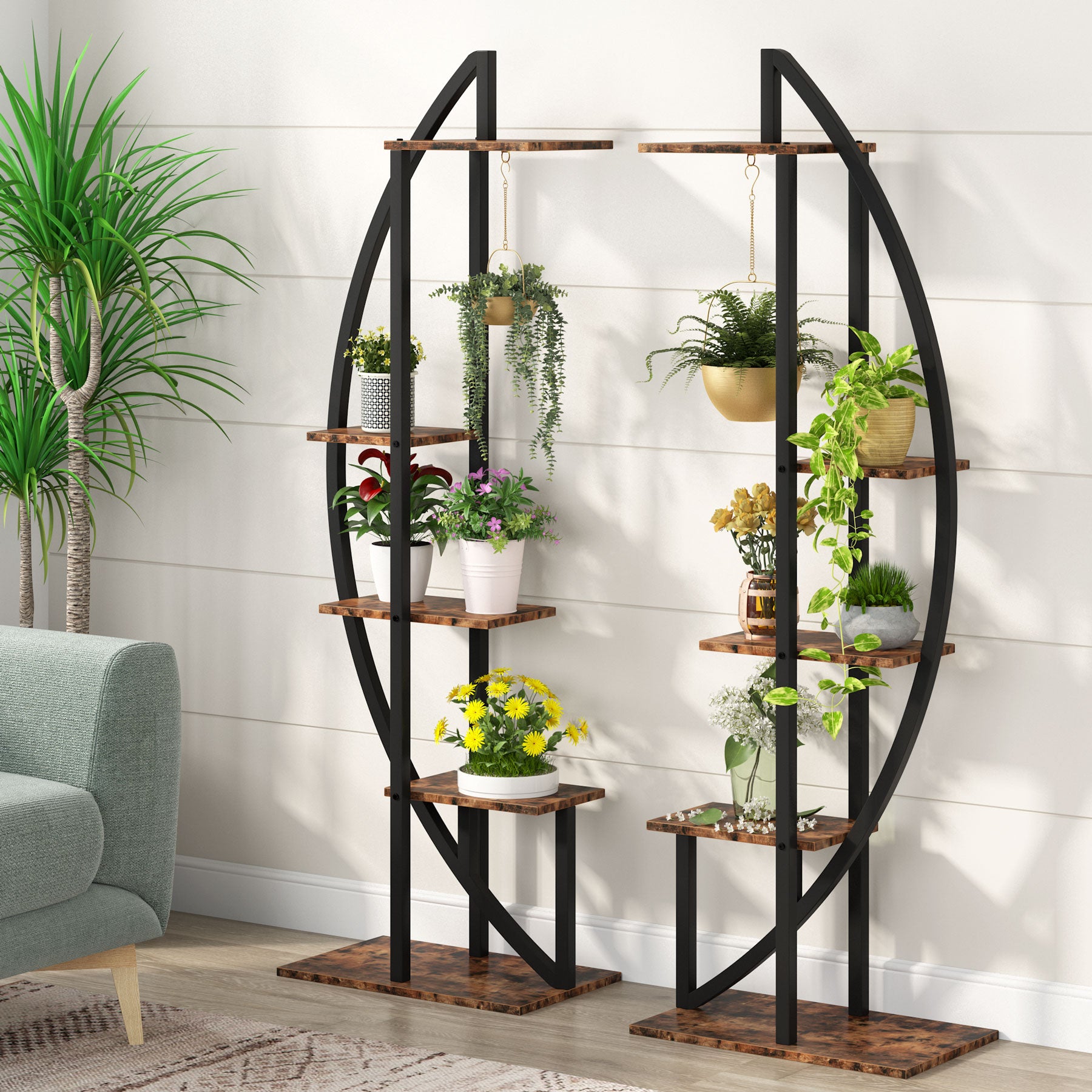 Curved Plant Stand Pack of 2, 5-Tier Flower Display Shelf