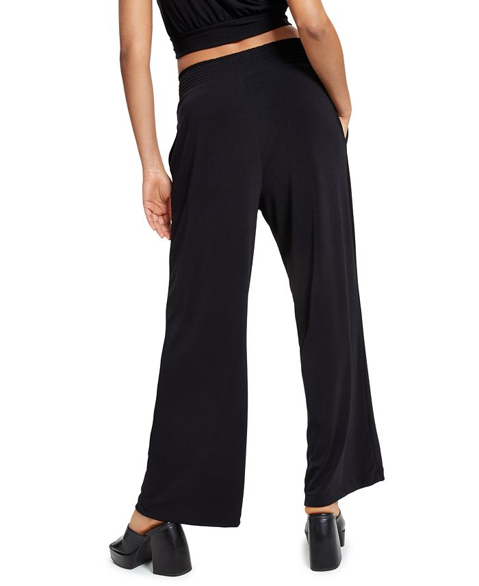 Petite Wide-Leg Knit Crepe Pants， Created for Macy's