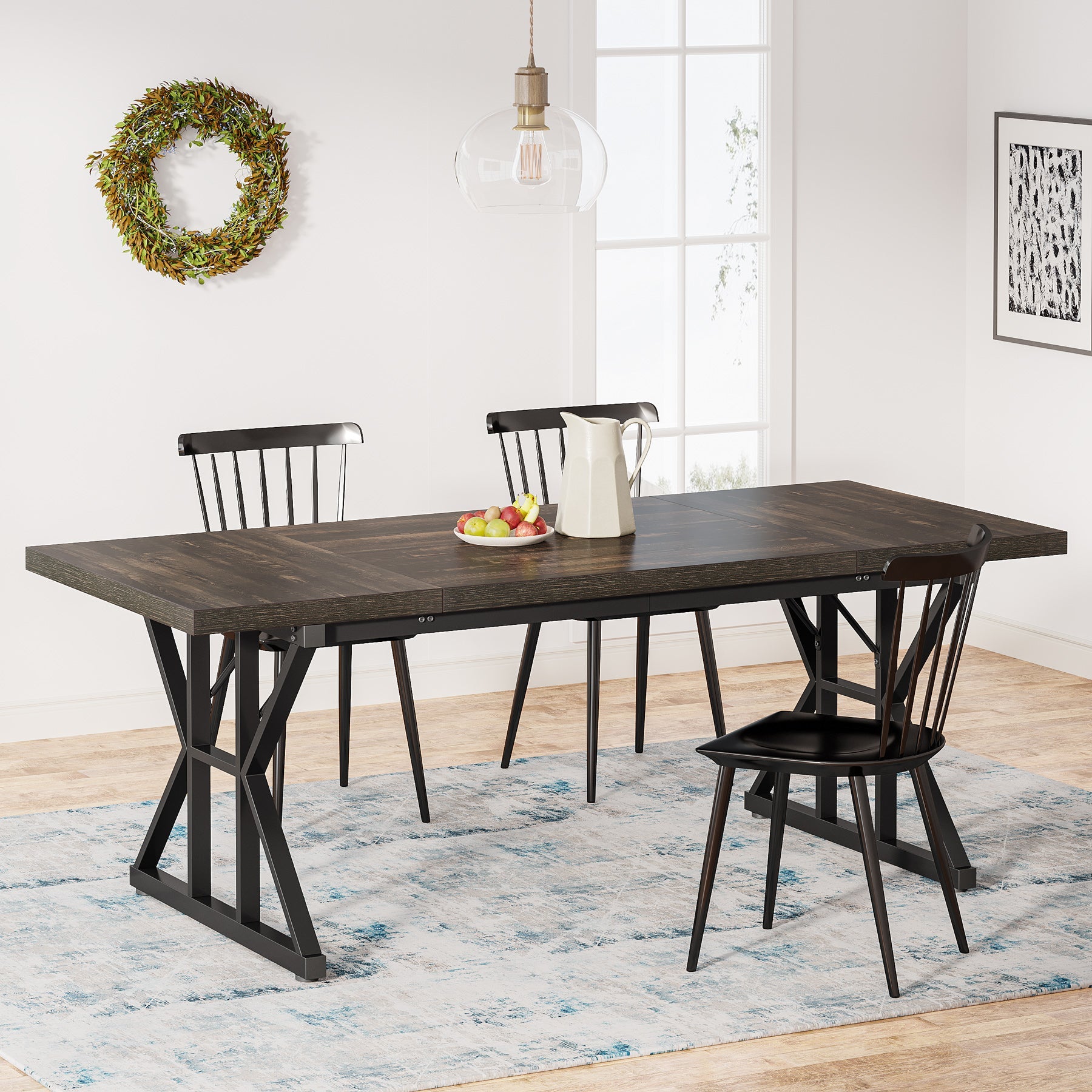 Wood Dining Table, Farmhouse 70.8