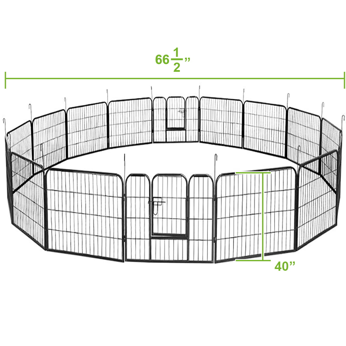 Geniqua 40 Inch 16 Panel Heavy Duty Metal Pet Dog Playpen Kennel Exercise Fence Cage