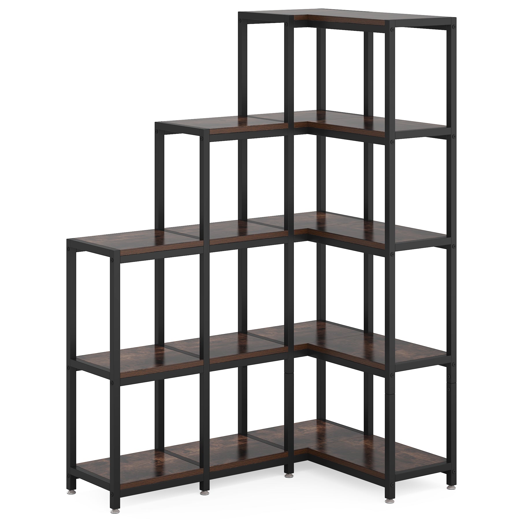 63” Tall Corner Bookshelf, 5-Tier Ladder Corner Etagere Bookcase