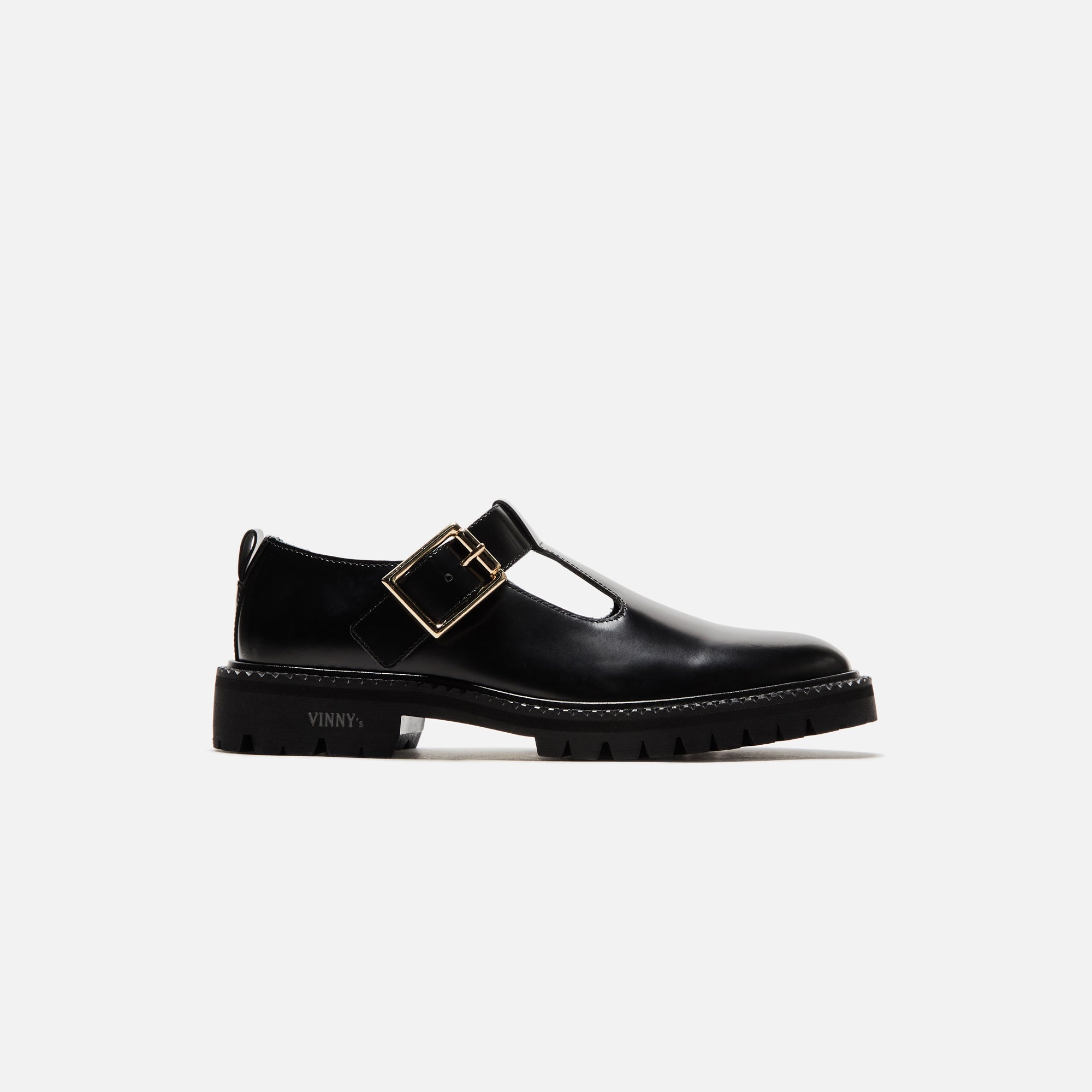 VINNY's Maree T-Strap - Derby Black / Polido Leather