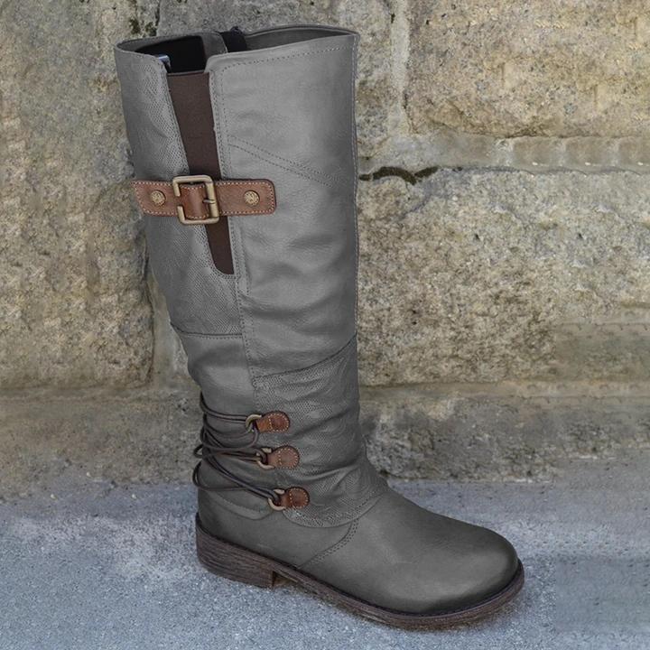 Women's Vintage Leather Zipper High Boots