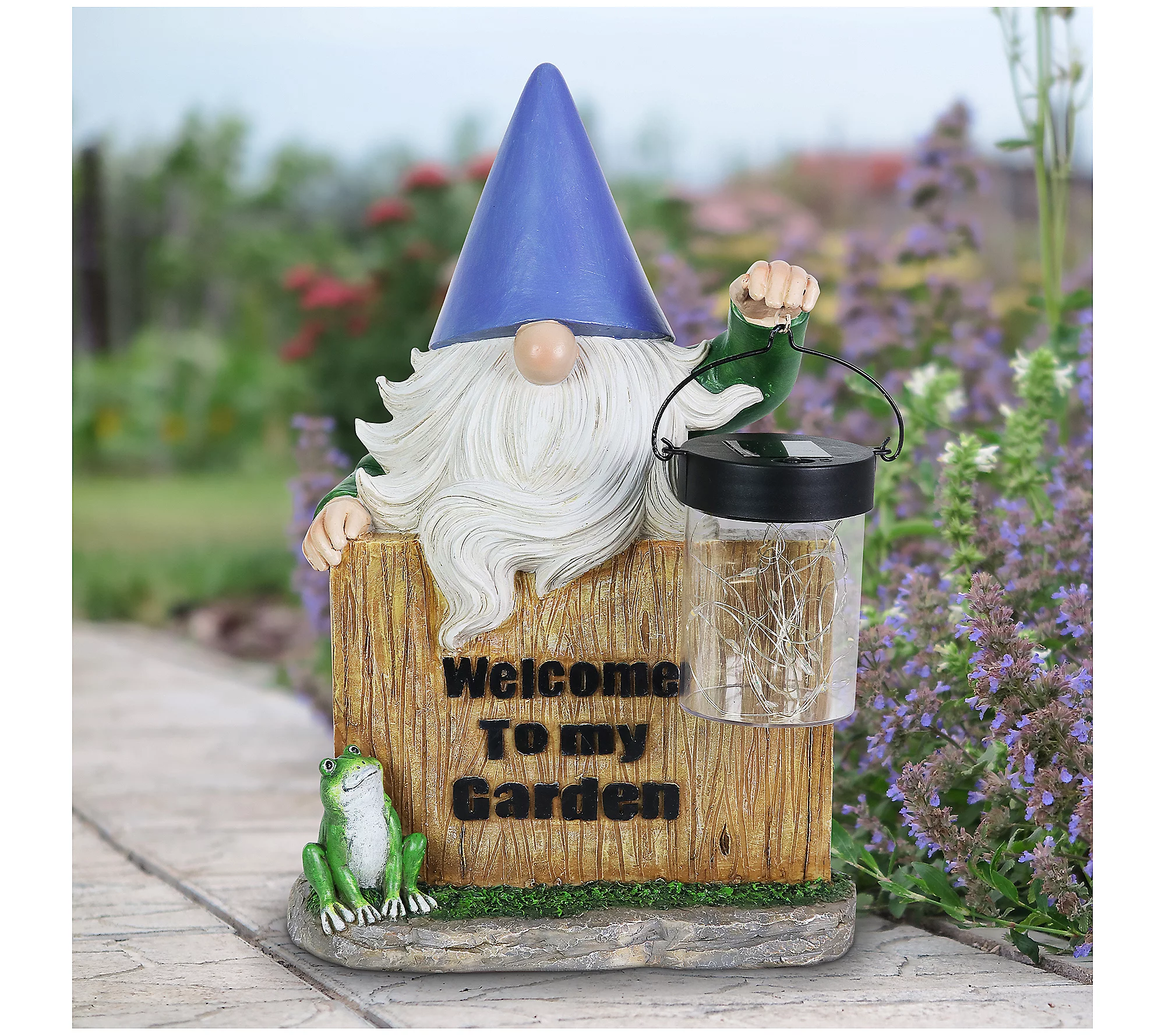 Exhart Solar Gnome Welcome Fence Statue