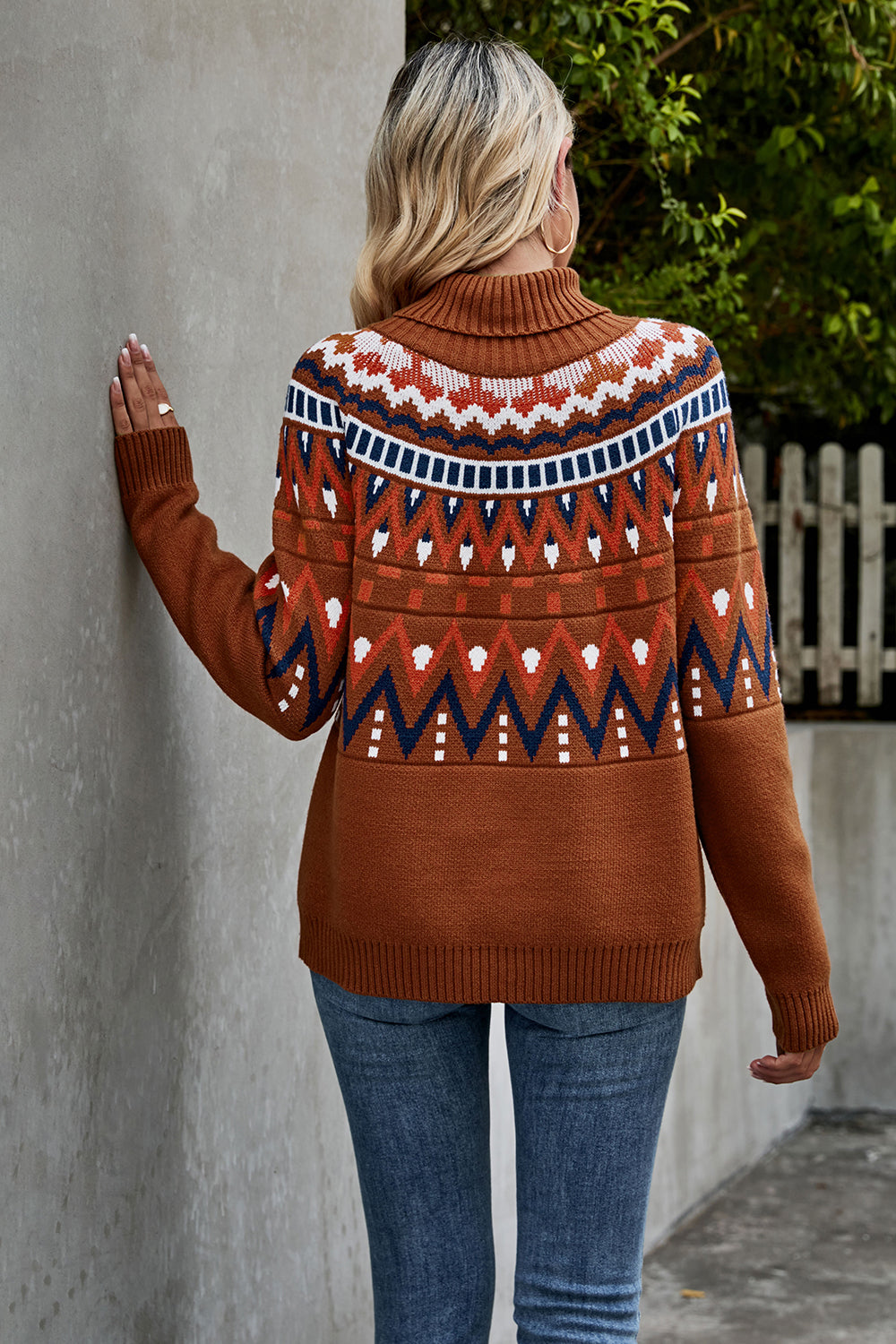 Turtleneck Vintage Striped Sweater