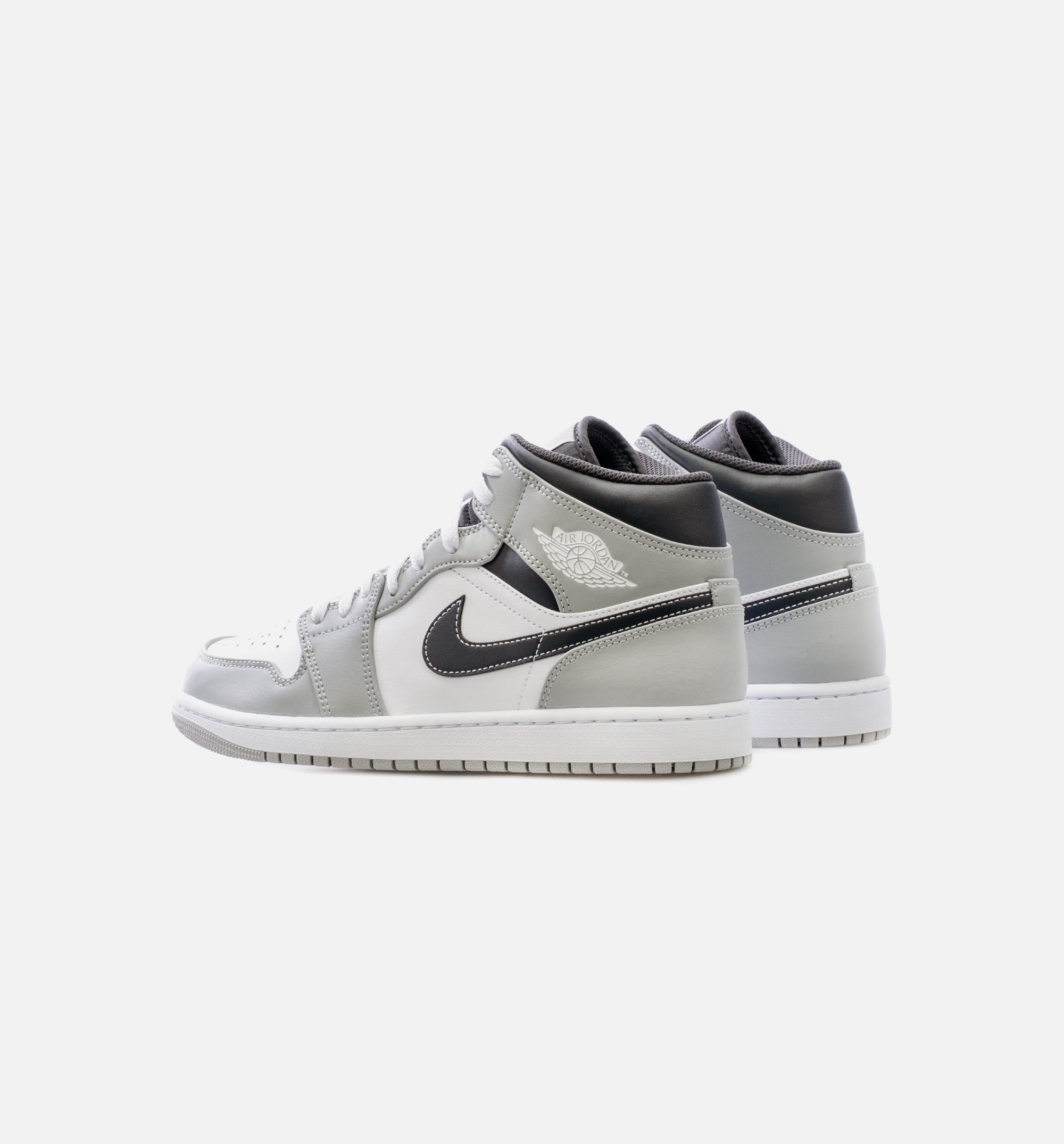 Air Jordan 1 Mid Light Smoke Grey Mens Lifestyle Shoe - Grey/White Limit One Per Customer