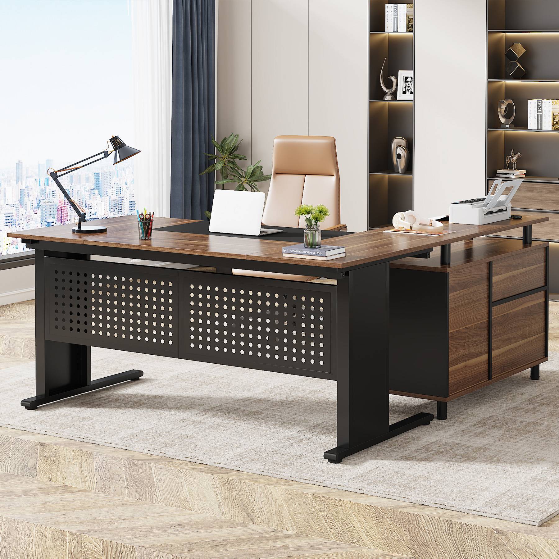 Industrial L-Shaped Desk, 63