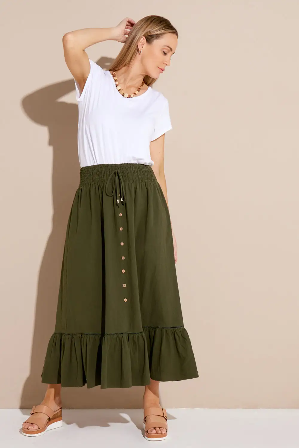Pearl Maxi Skirt - Khaki