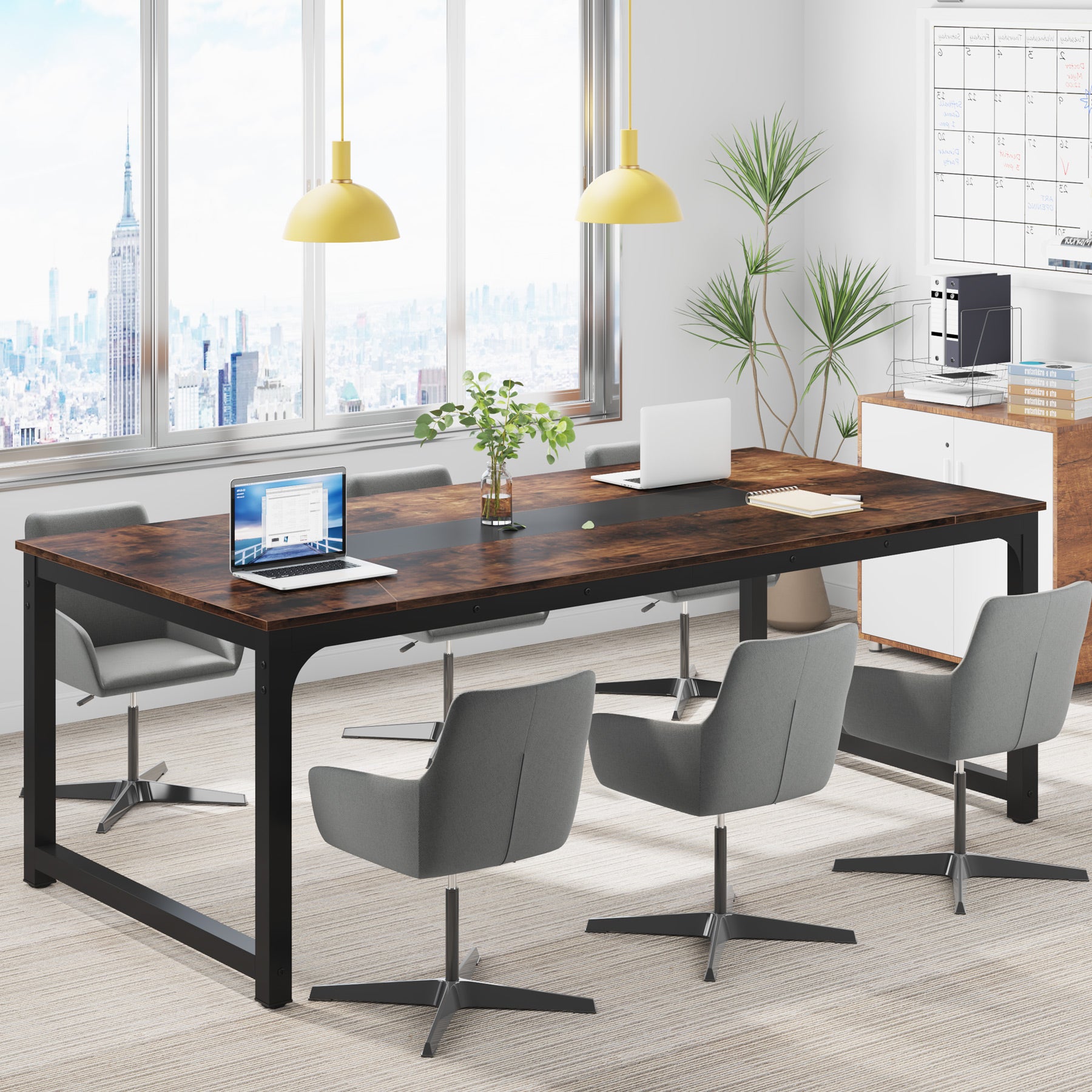 Rectangular Conference Table, 6FT Meeting Seminar Table Computer Desk