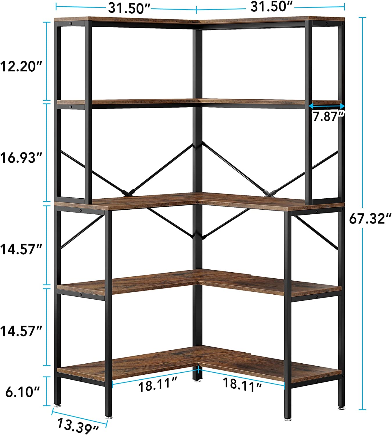 5-Tier Corner Bookshelf, 67