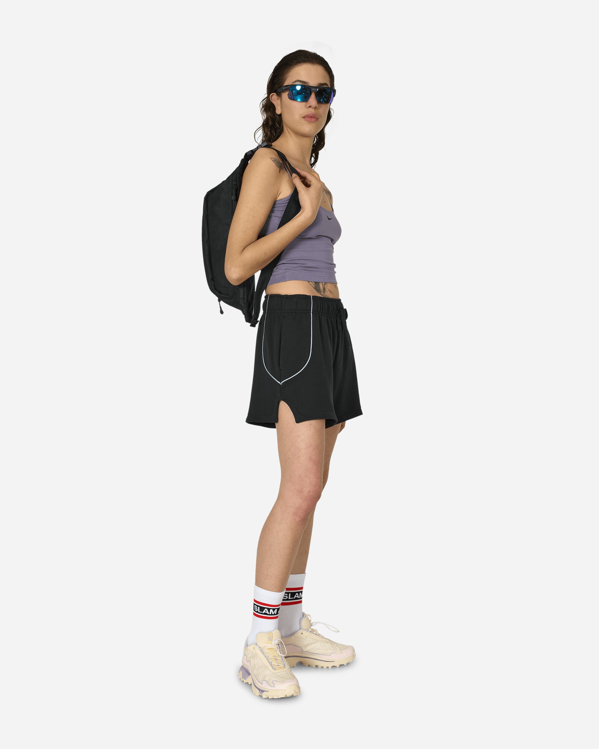 High-Waisted French Terry Shorts Black / Light Pumice