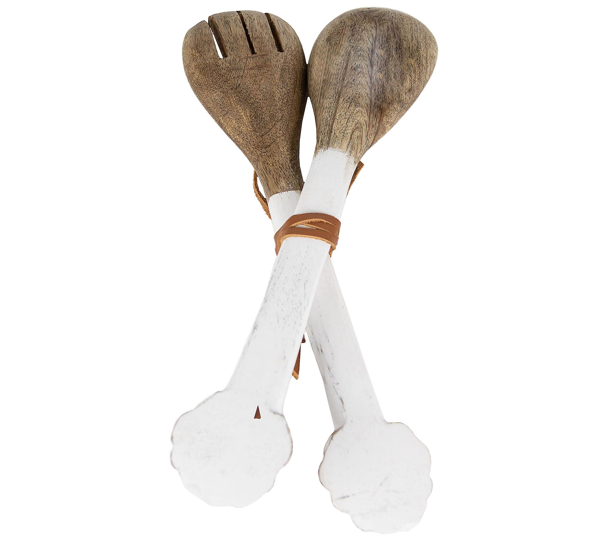 Foreside Home and Garden Set of 2 White Wood Serving Utensils