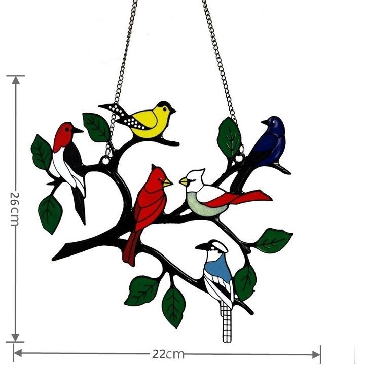 🔥Hot Sale🐦The best Christmas Gift-Birds Stained  Window  Panel Hangings🎁