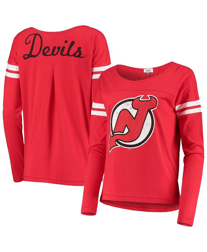 Women's by Alyssa Milano Red New Jersey Devils Free Agent Long Sleeve T-shirt