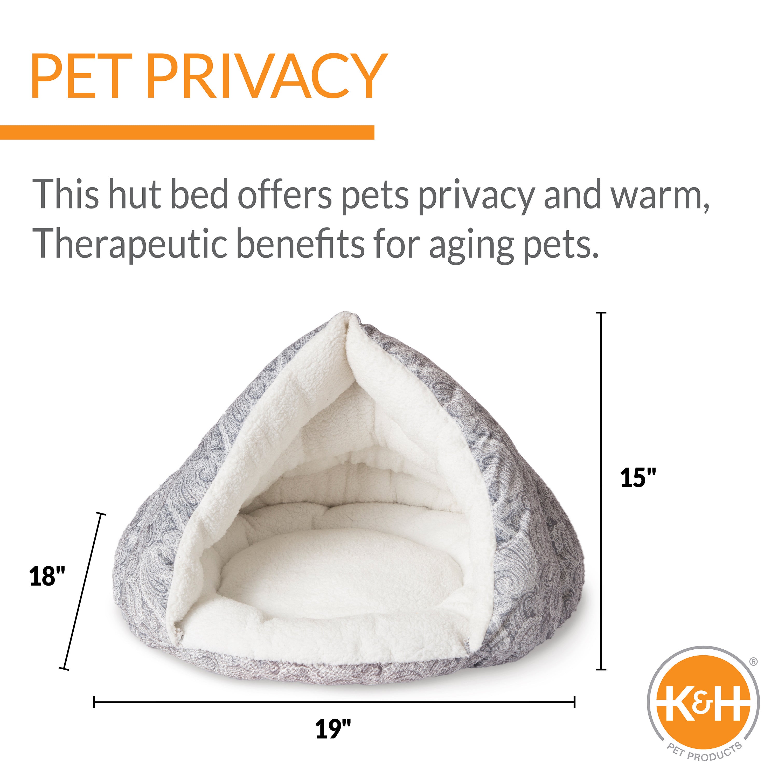 KandH Pet Products Self-Warming Kitty Hut Gray 19