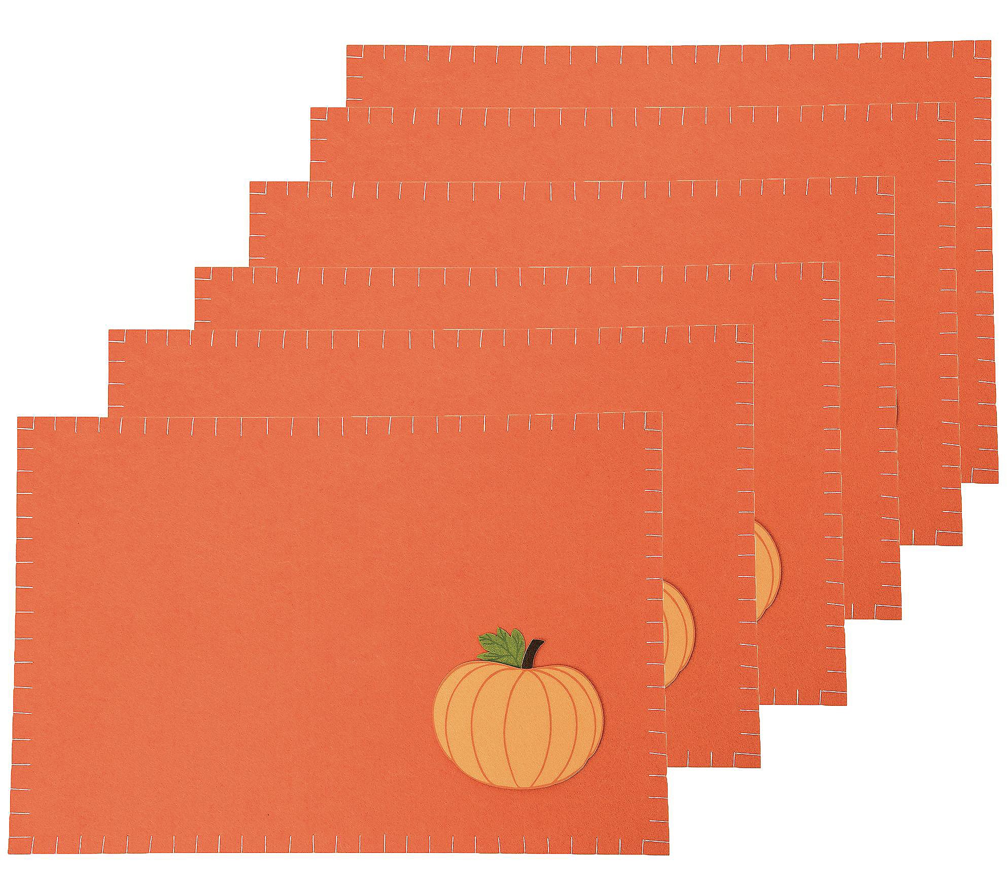 CandF Home Set of 6 Felt Harvest Pumpkin Placemats
