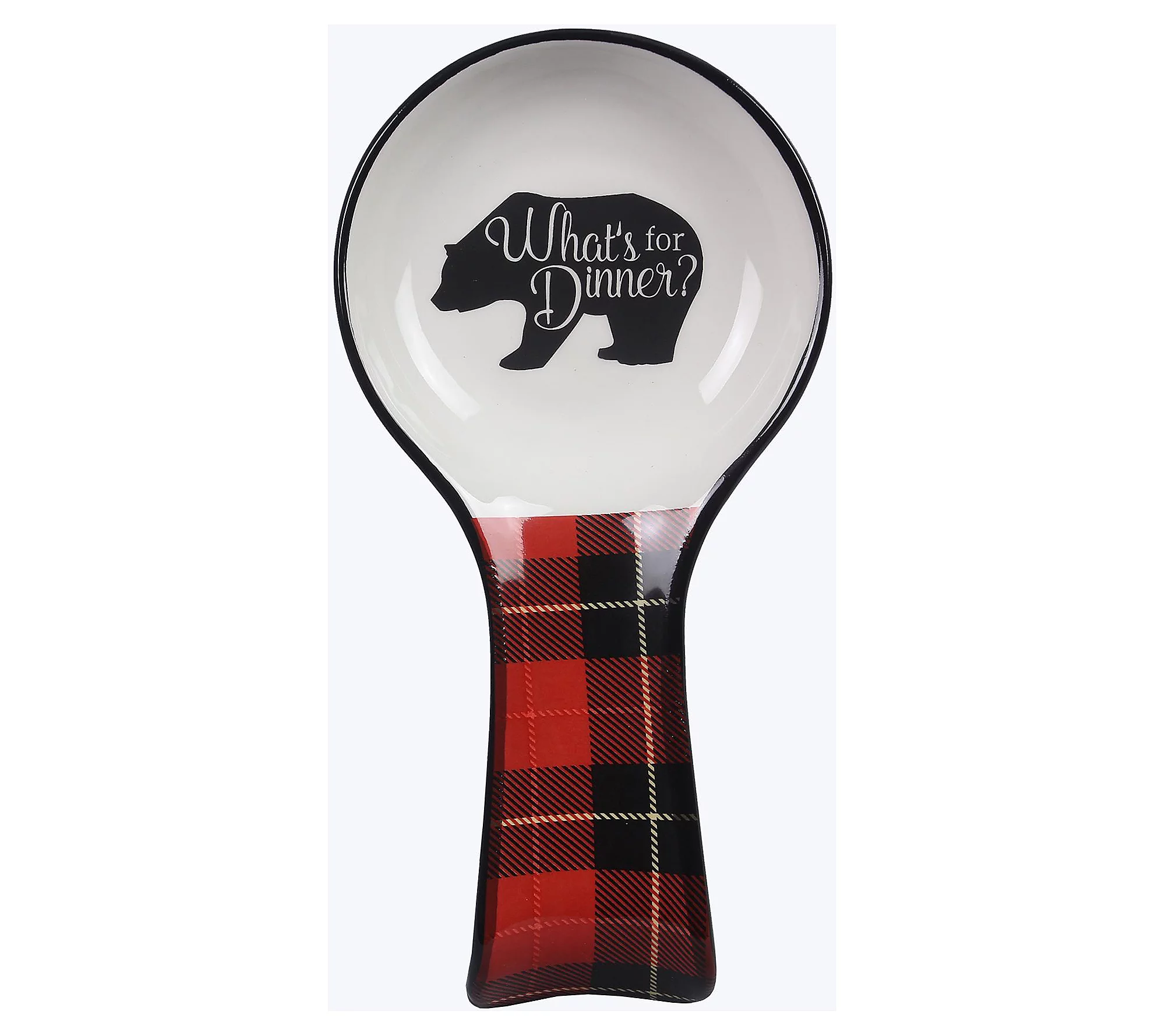 Young's Inc Ceramic Bear Plaid Cabin Spoon Rest