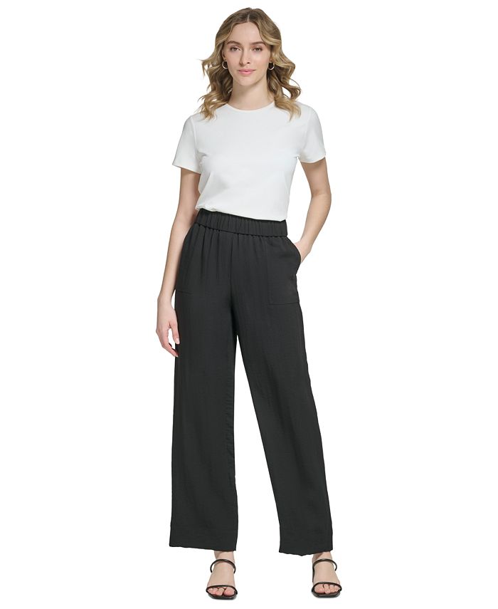 Wide Leg Pull-On Pants
