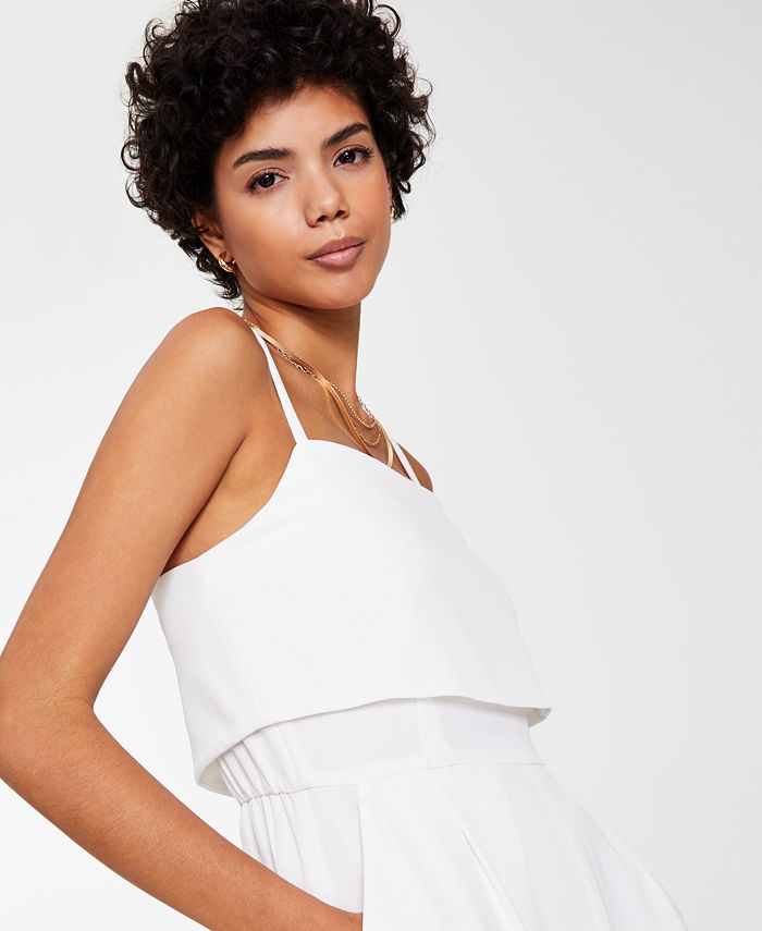 Women's Crepe Double-Layer Sleeveless Jumpsuit， Created for Macy's