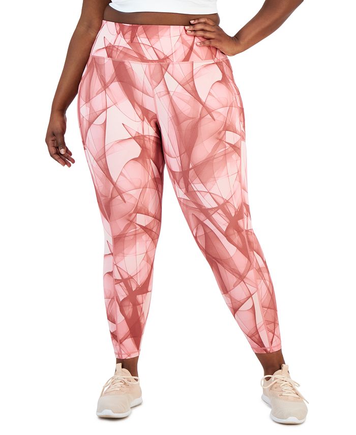 Plus Size Swirling Smoke Printed 7/8-Leggings， Created for Macy's