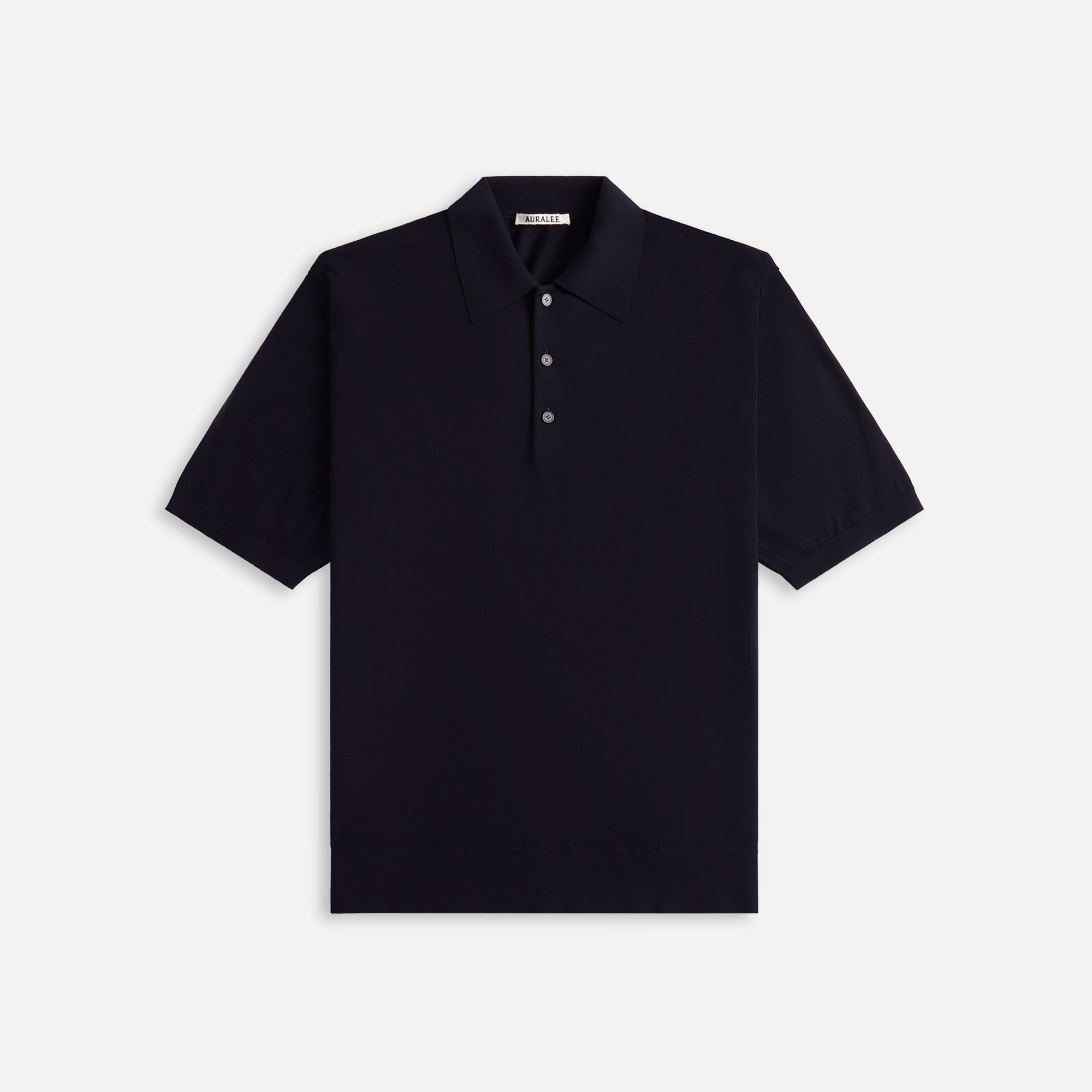 Auralee Super High Gauge Cotton Knit Polo - Dark Navy