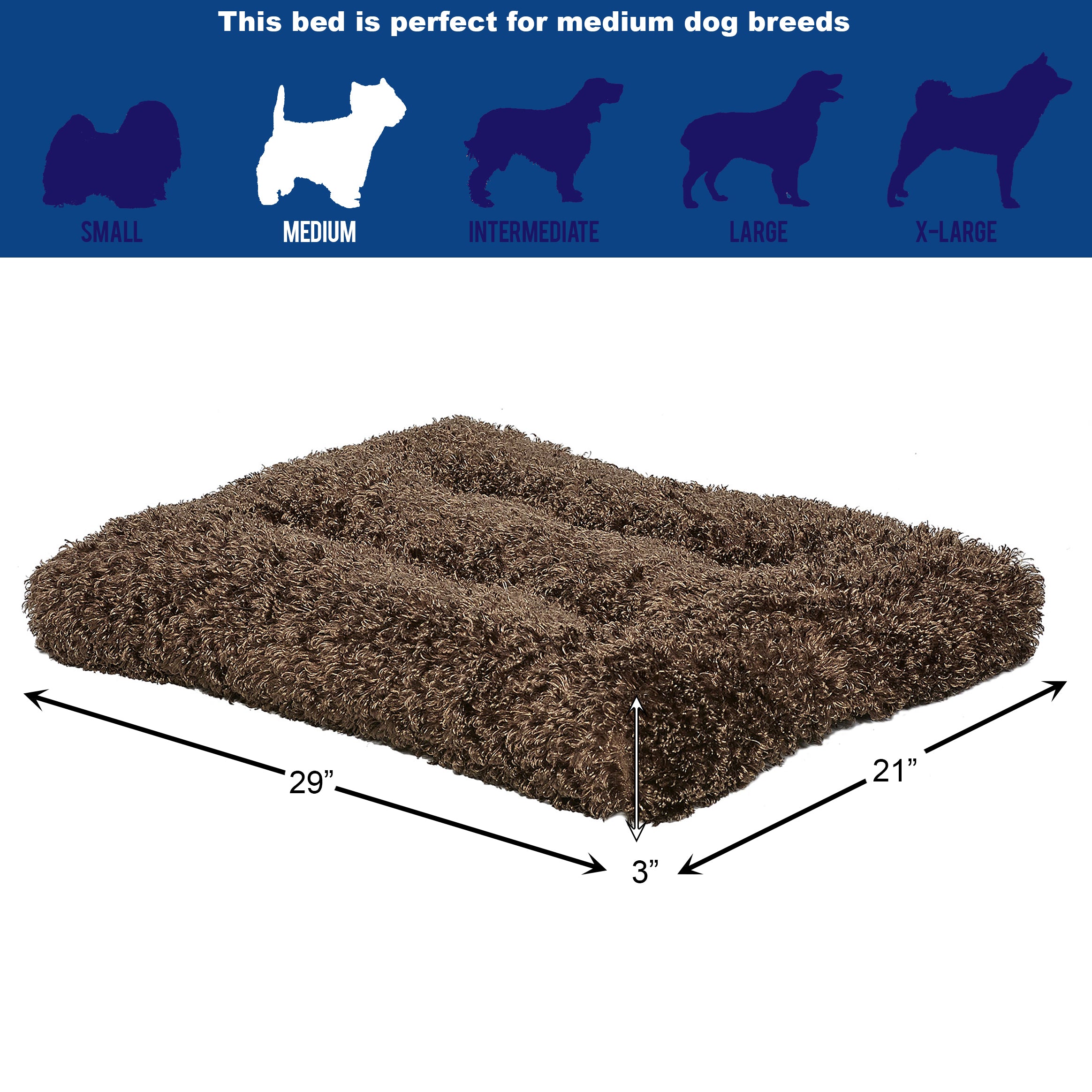 MidWest Quiet Time Dog Bed and Crate Mat， Deluxe Ombre Swirl， 30
