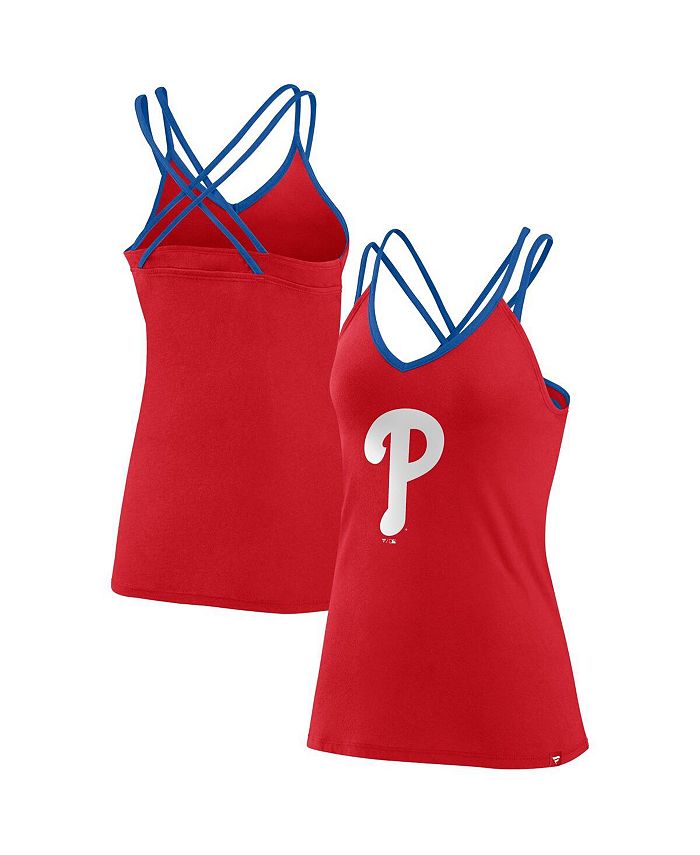 Women's Branded Red Philadelphia Phillies Barrel It Up Cross Back V-Neck Tank Top