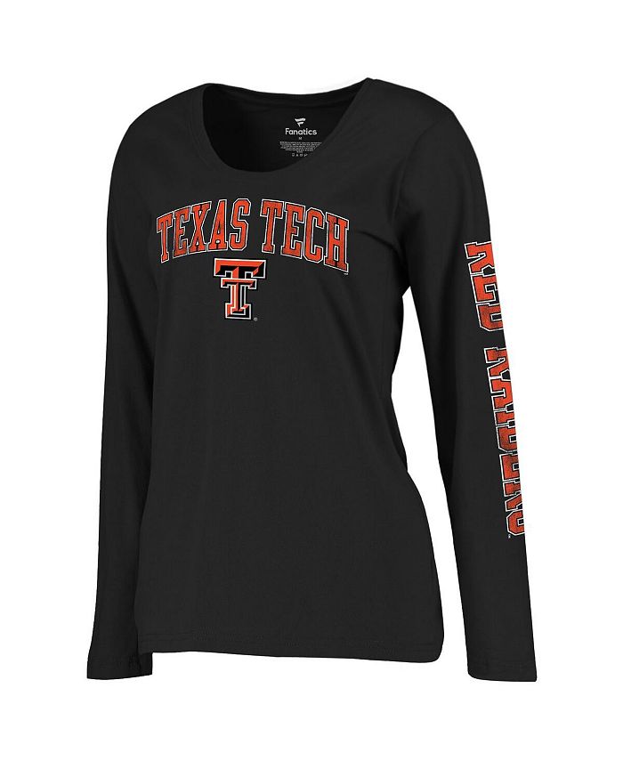 Women's Branded Black Texas Tech Red Raiders Arch Over Logo Scoop Neck Long Sleeve T-shirt