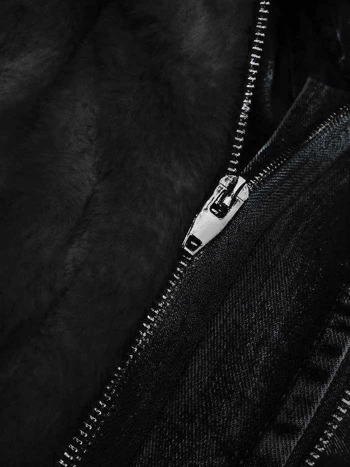 Short denim jacket with fur B