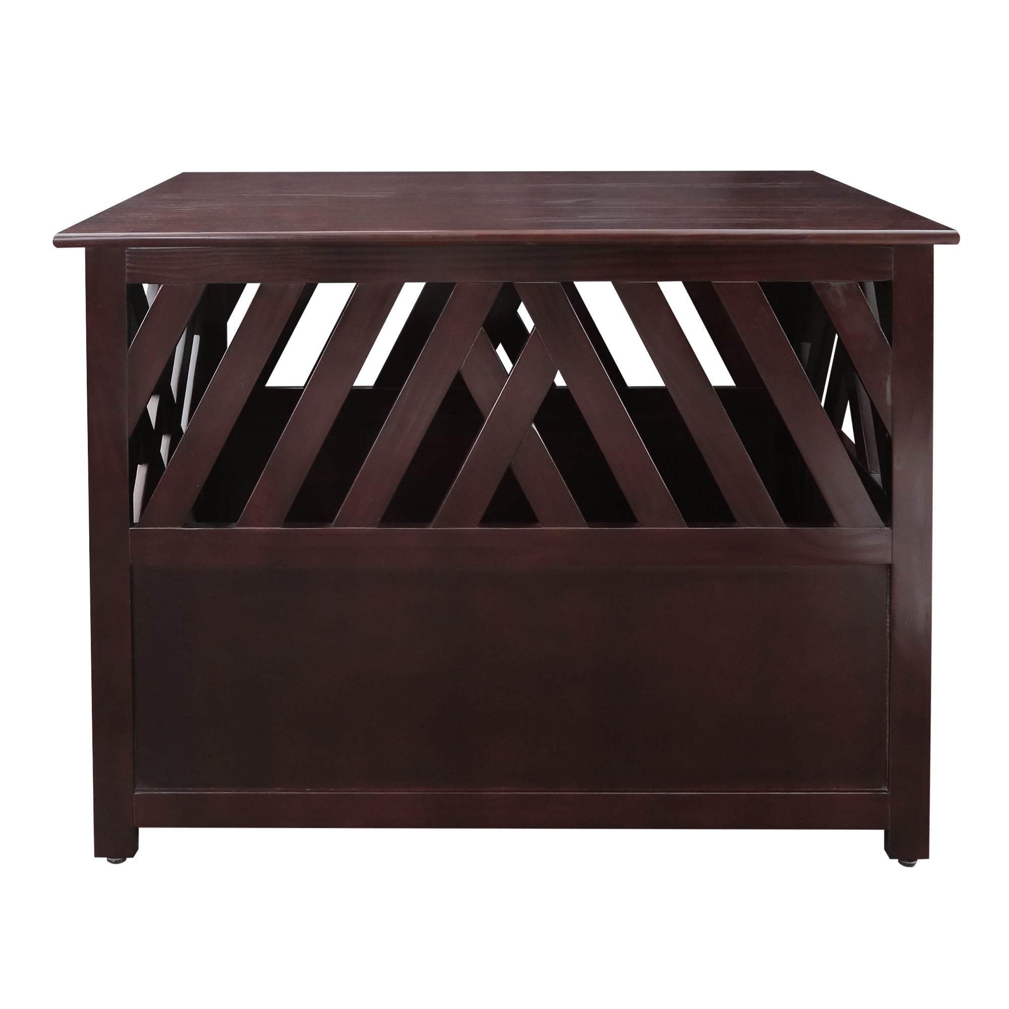 Casual Home Modern Lattice Wooden Pet Crate End Table， Espresso， Medium， 33