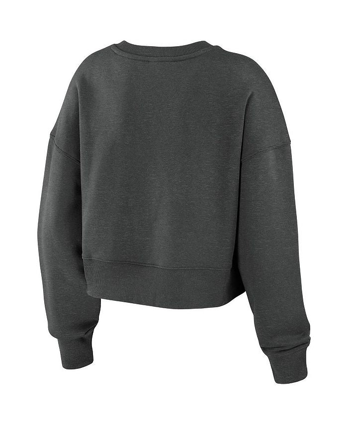 Women's Charcoal Seattle Seahawks Fleece Cropped Pullover Sweatshirt