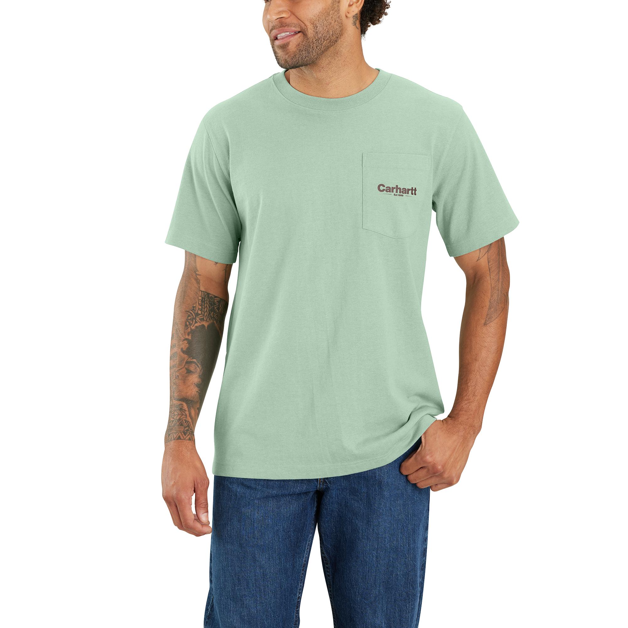 Carhartt Men's Relaxed Fit Heavyweight Short Sleeve Pocket Line Graphic T-Shirt