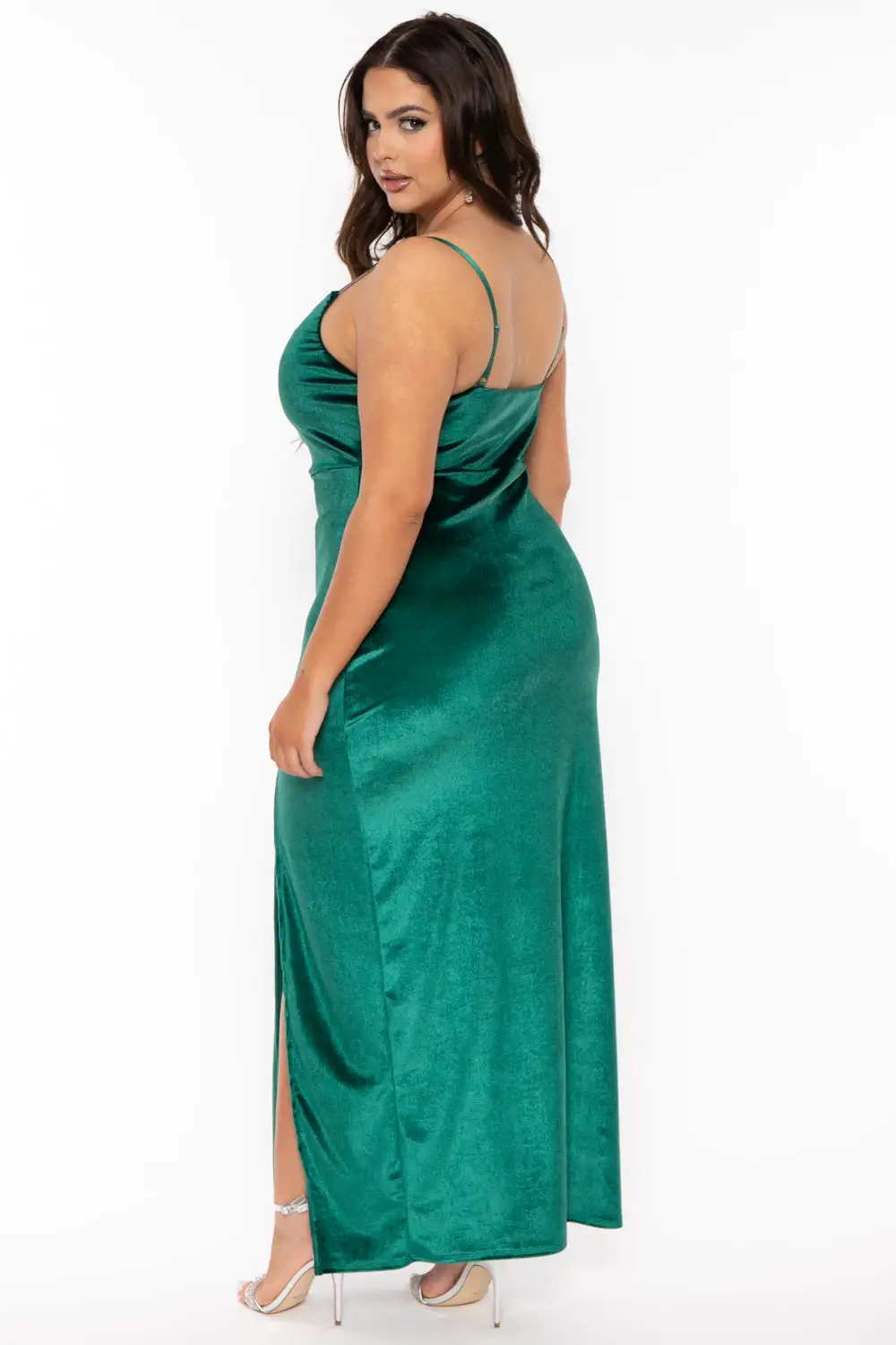 Plus Size Zarai Velvet M-Slit Dress - Green