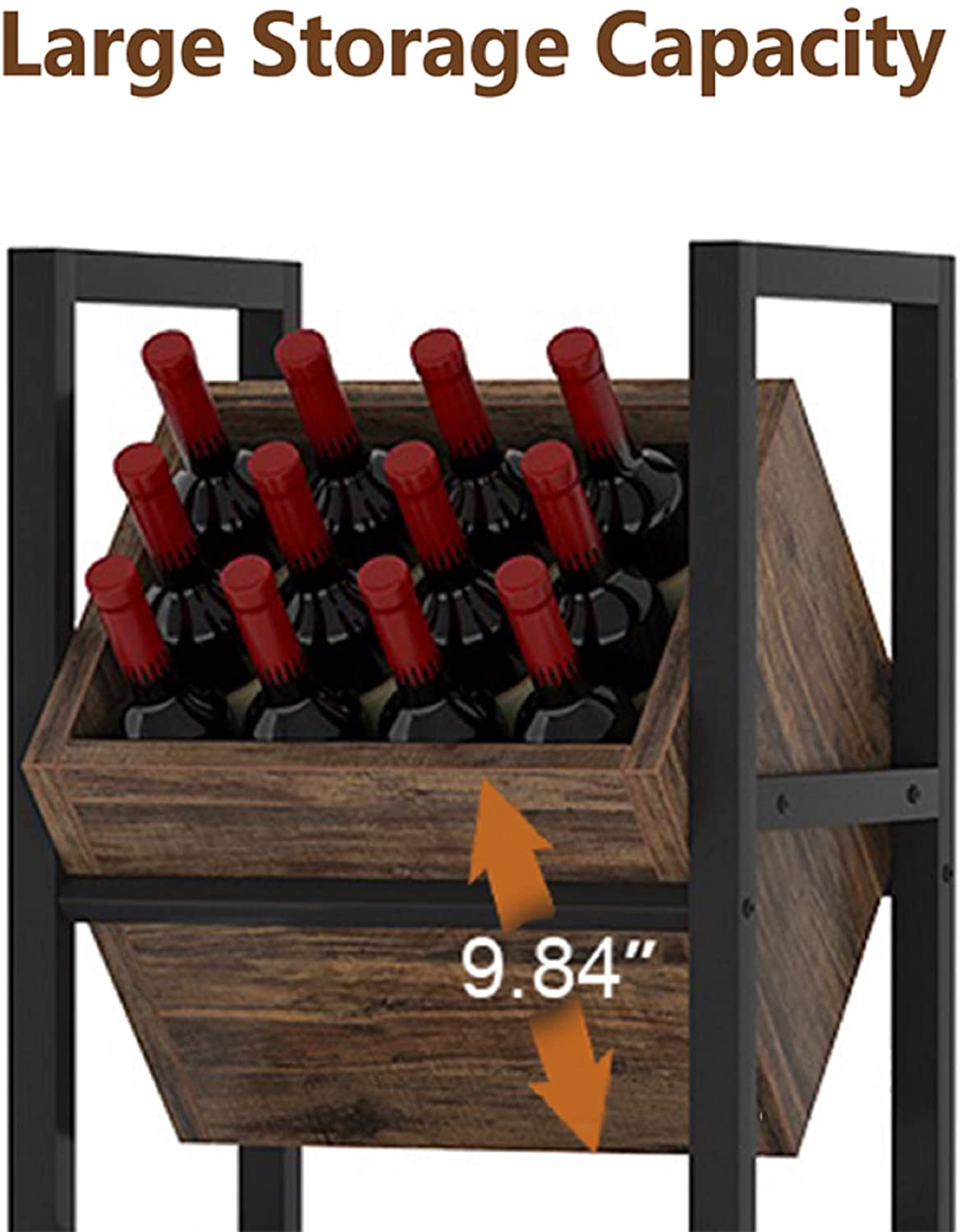 Industrial Wine Rack, 3 Tier Freestanding Wine Storage Stand