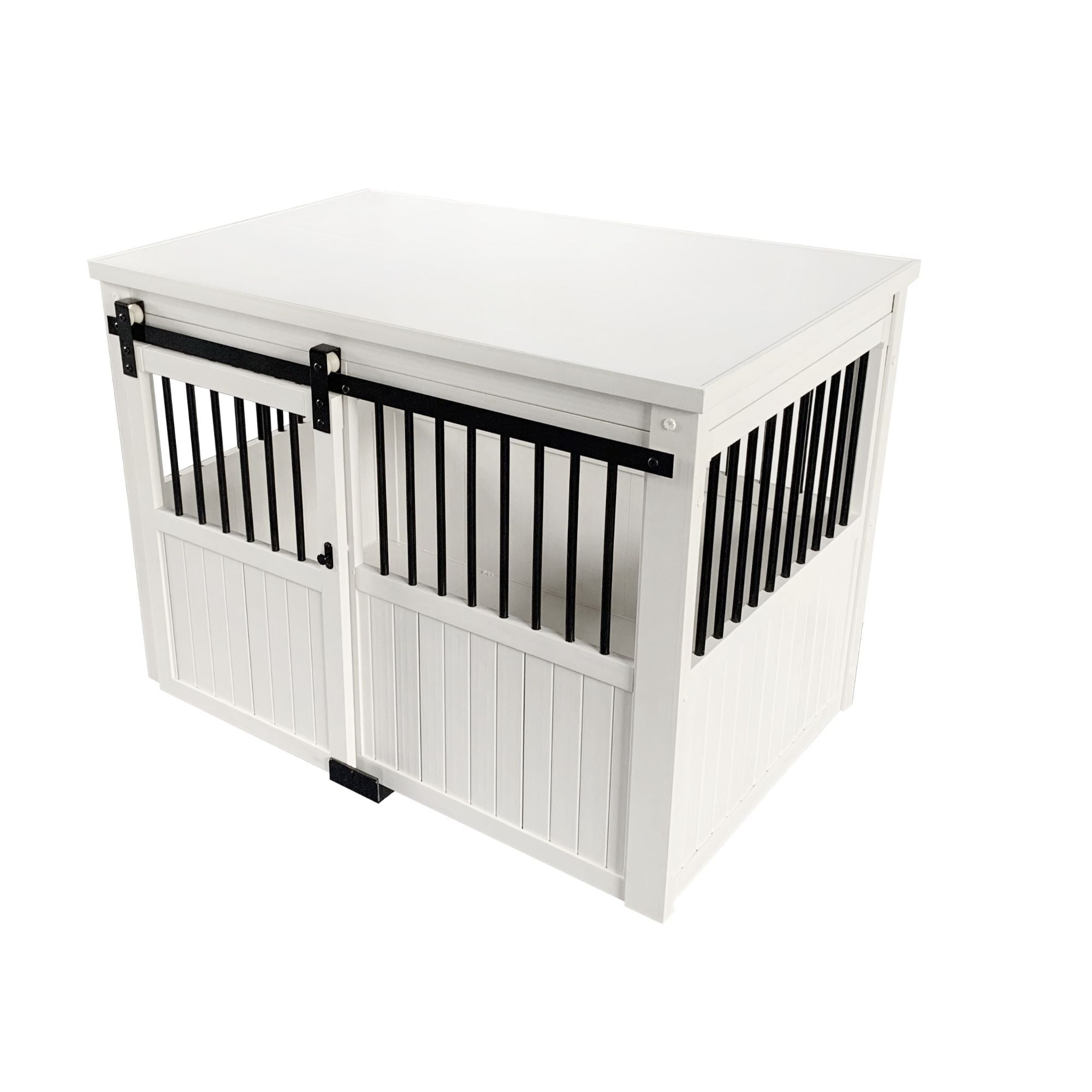 ECOFLEX Homestead Sliding Barn Door Dog Crate -White