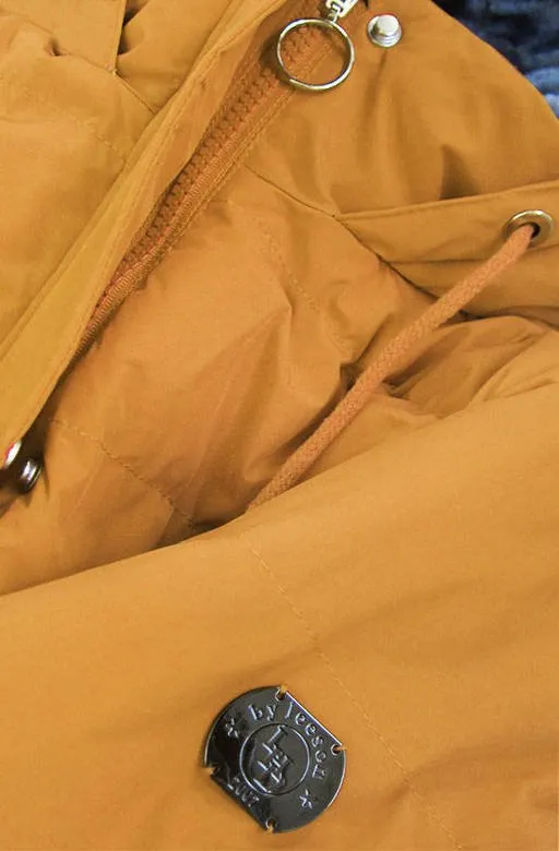 Yellow stitched waterproof ladies jacket