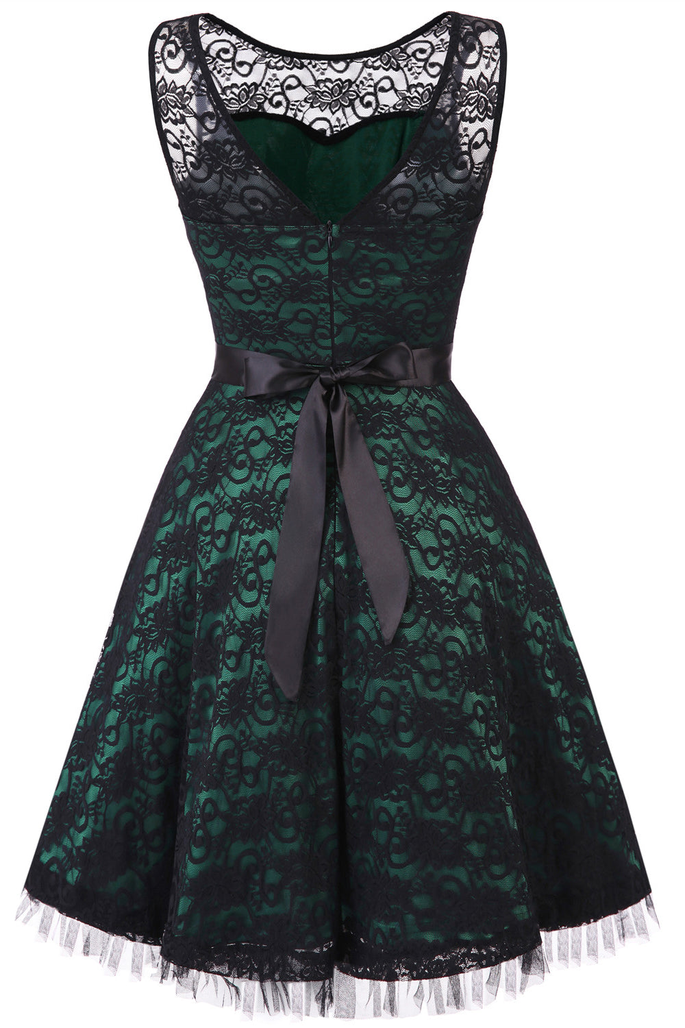 Vintage Elegant Dark Green Lace Dress